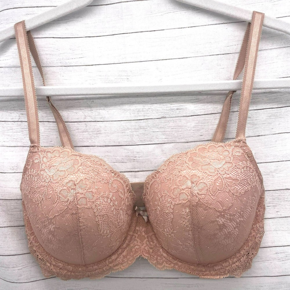 Victorias Secret Dream Angels Womens Sz 32DDD Pink Lace Lined Demi Bra Underwire